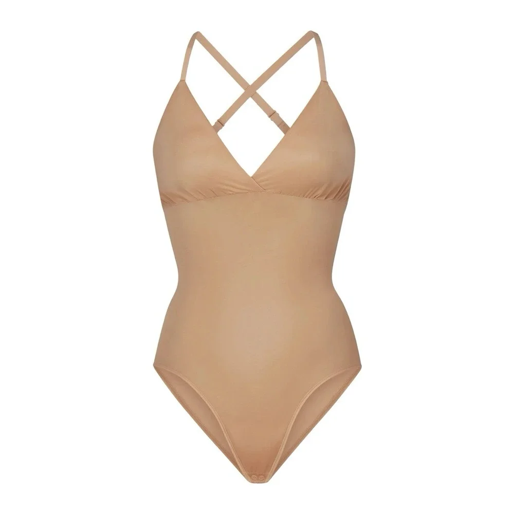 Skims Simply Bare Brief Bodysuit with Snaps- NEW - Clay -4XL